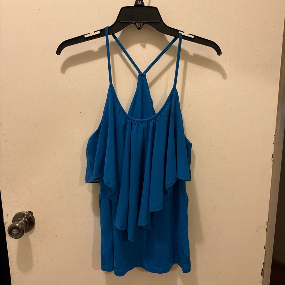 Blue Women's Ruffle Top